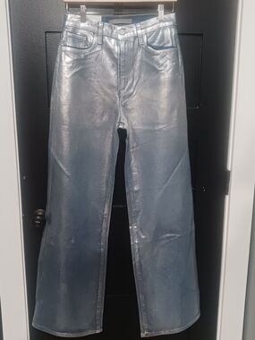 Joe's The Mis High Rise Wide Leg Metallic Silver Jeans